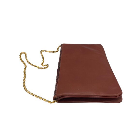 Vintage Brown Python Snake Print Leather Clutch B… - image 7