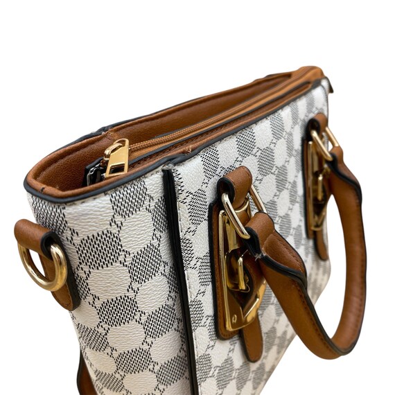 Chic Structured Checkered Pattern Top Handle Hand… - image 4