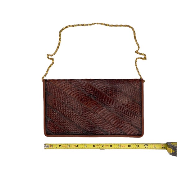 Vintage Brown Python Snake Print Leather Clutch B… - image 10
