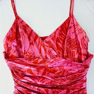 VintageAdrianna Papell 100% zijde Y2K tropische roze midi-feeënjurk met kralen 8 afbeelding 3