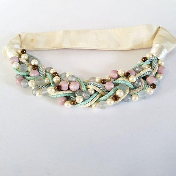 Vintage 1980’s Carolyn Tanner beaded pearl pink white gorgeous handmade belt 1980s Carolyn Tanner Inc Braided Belt With Pastel Beads - Etsy main image 3