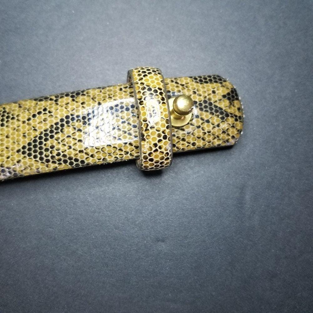 Vintage Tan Snakeskin Belt with Gold tone Accents Vintage Tan Genuine Snakeskin Leather Floral Gold Buckle  main image 4