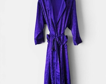 Vintage Victoria's Secret paarse satijnen brokaat gouden label kamerjas badjas S