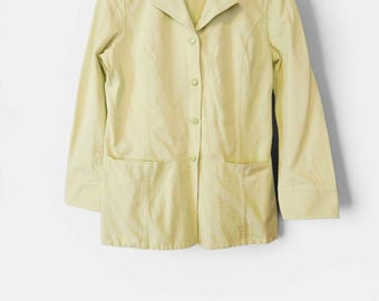 St. John sport katoenen canvas button-up getailleerde kraag getailleerde jas blazer L