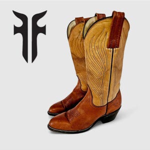 Vintage Frye'80s tweekleurige Goodyear welt leren cowboylaarzen, 5,5