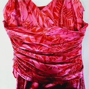 VintageAdrianna Papell 100% zijde Y2K tropische roze midi-feeënjurk met kralen 8 afbeelding 5