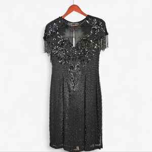 cache beaded dress 2000s It features slim straps Vintage Cache Silk and Beaded