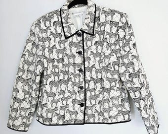 Vintage Maggy London 100% SilkQuilted Zebra Print Shacket Jacket Blazer 10