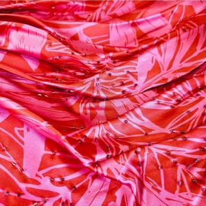 VintageAdrianna Papell 100% zijde Y2K tropische roze midi-feeënjurk met kralen 8 afbeelding 7