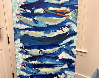 original painting of Blue Catfish on Ice