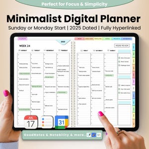 2025 Digital Planner for iPad | Dated Weekly and Daily Minimalist Planner PDF | GoodNotes & Notability | Hyperlinked Agenda
