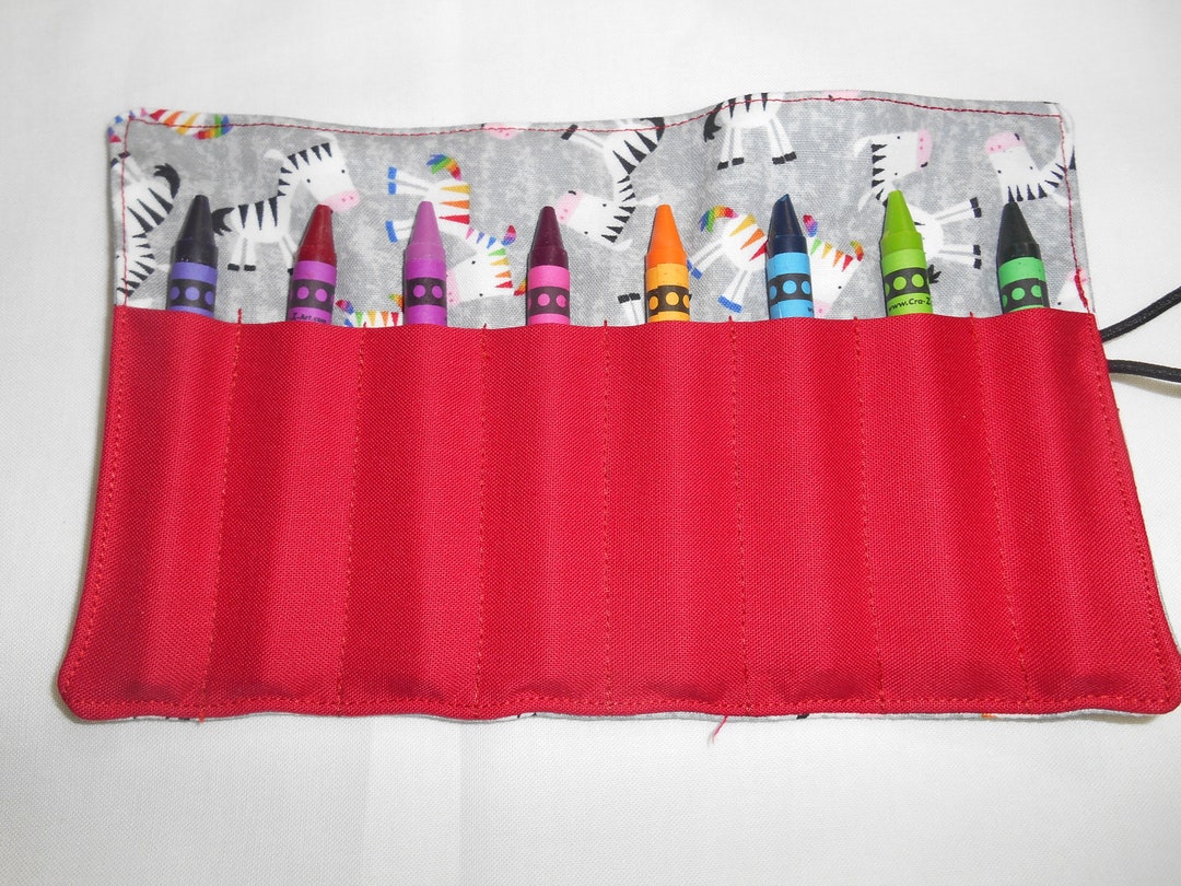 Zebras Crayon Roll up Holds 8 to 14 Crayons Etsy