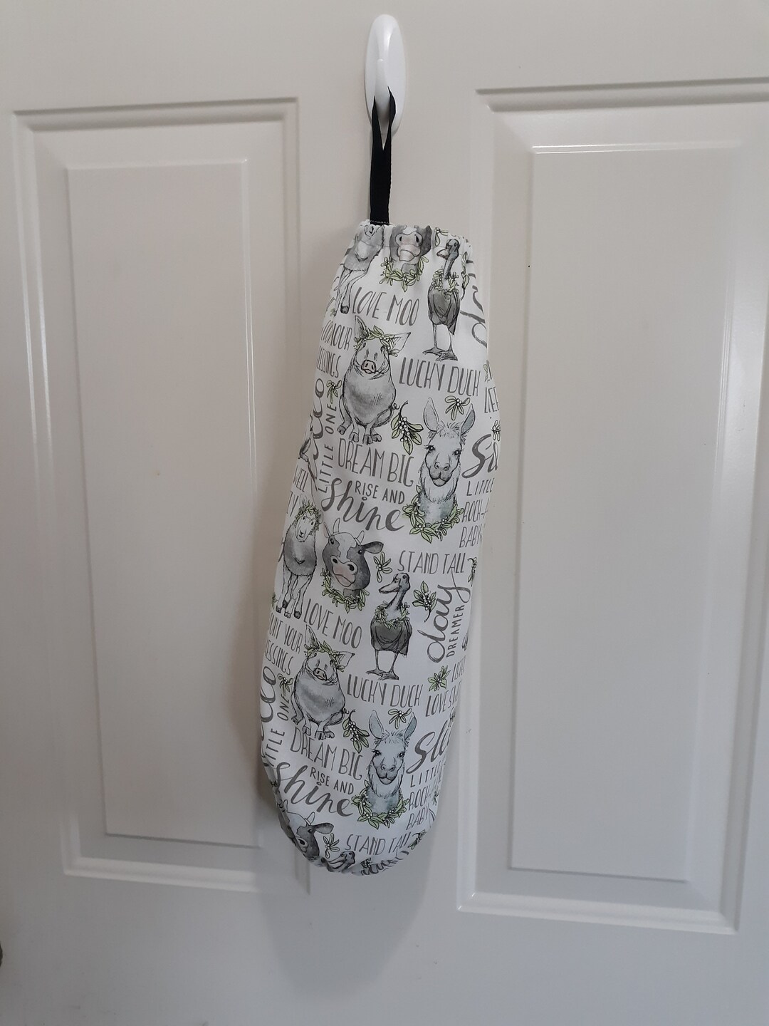 COUNT YOUR BLESSINGS Plastic Bag Holder, Organizer, Fabric Bag Holder