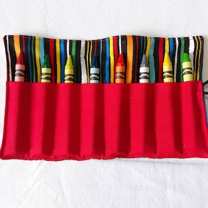 PRIMARY STRIPES Crayon roll up holds 8 to 14 crayons
