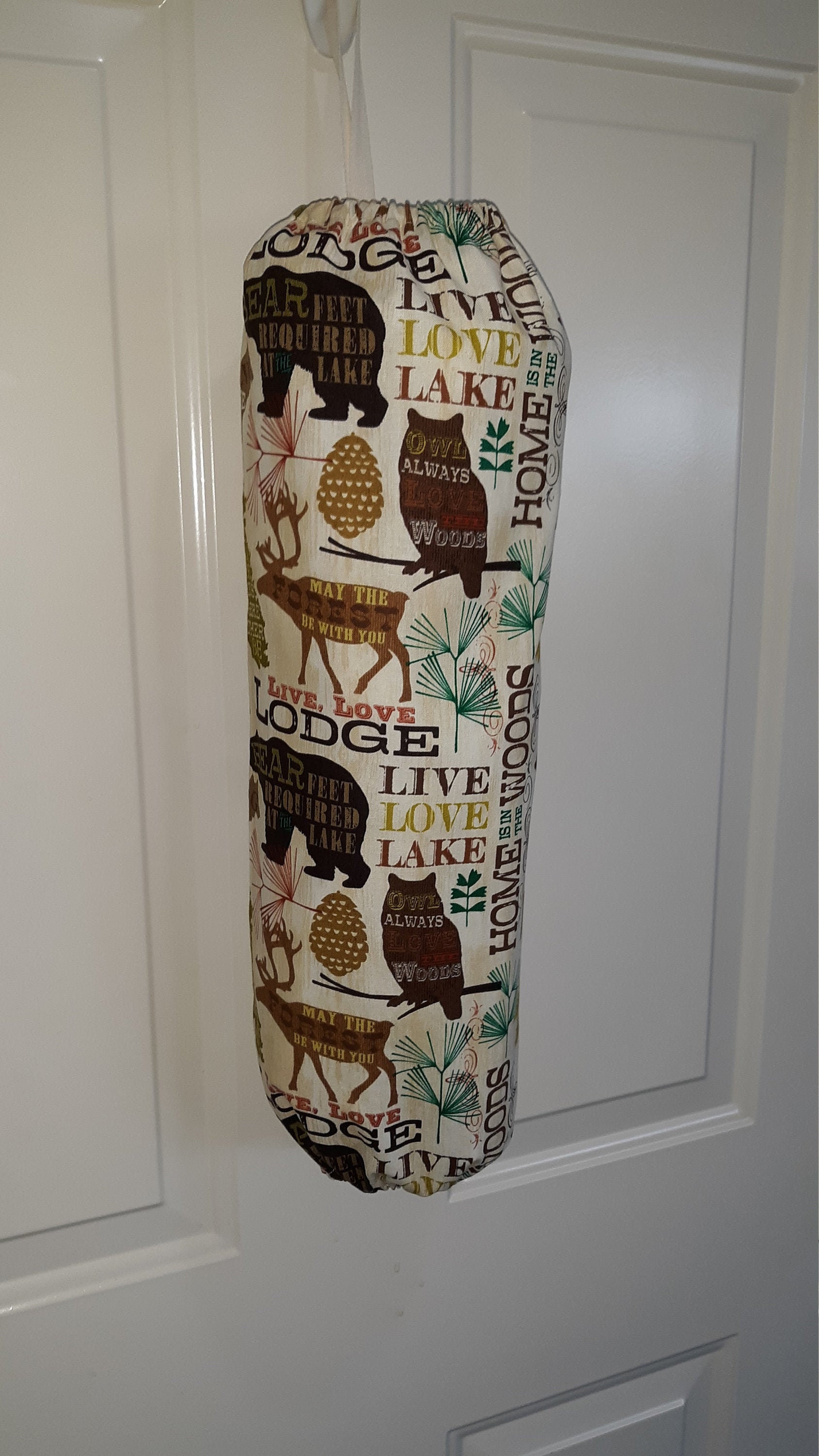 LOG CABIN plastic bag holder organizer fabric bag holder Etsy