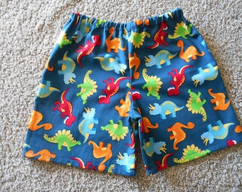 Little Boys dionsaur shorts blue red orange green infant through 5/6 years