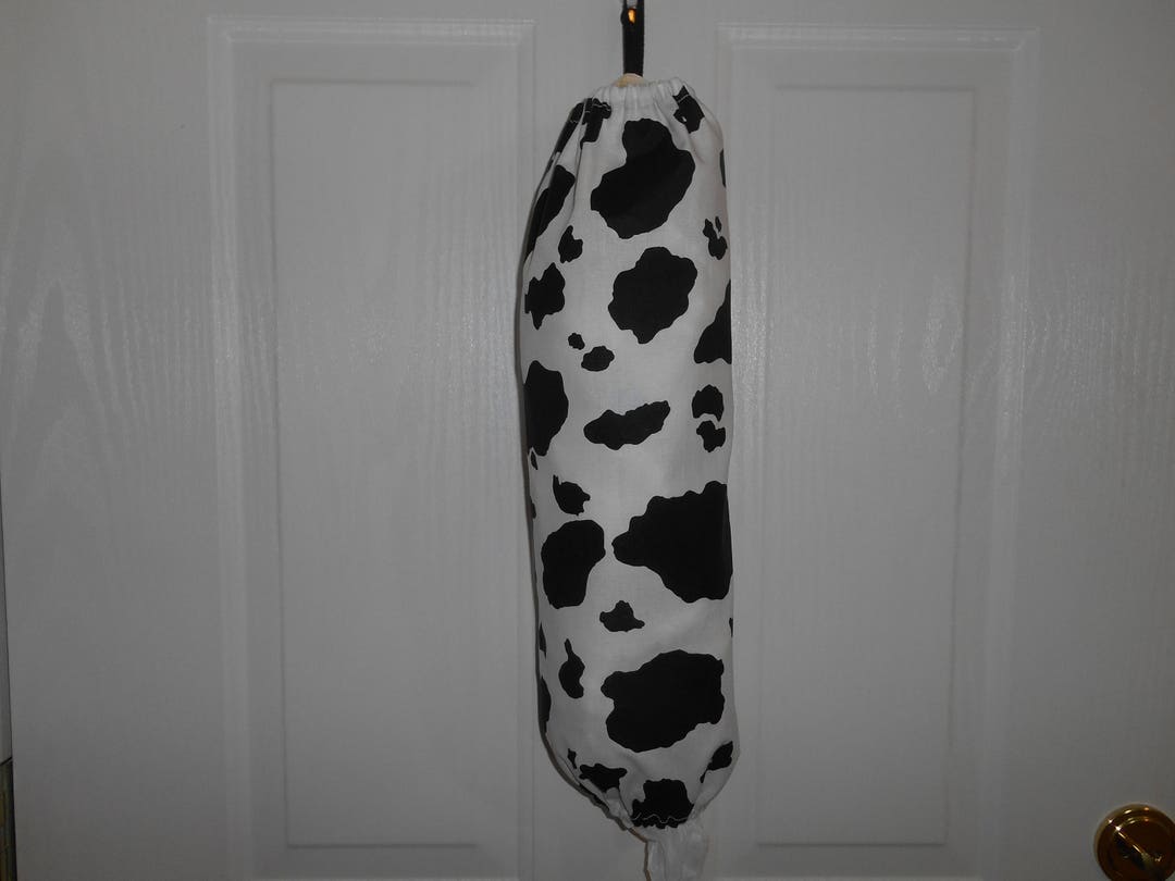COW PRINT Plastic Bag Holder, Organizer, Fabric Bag Holder Many Colors