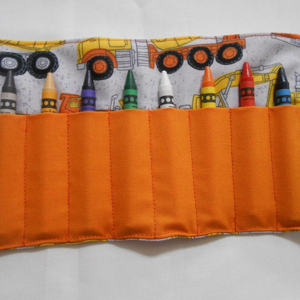 Construction equipment crayon roll up 8 to 14 count