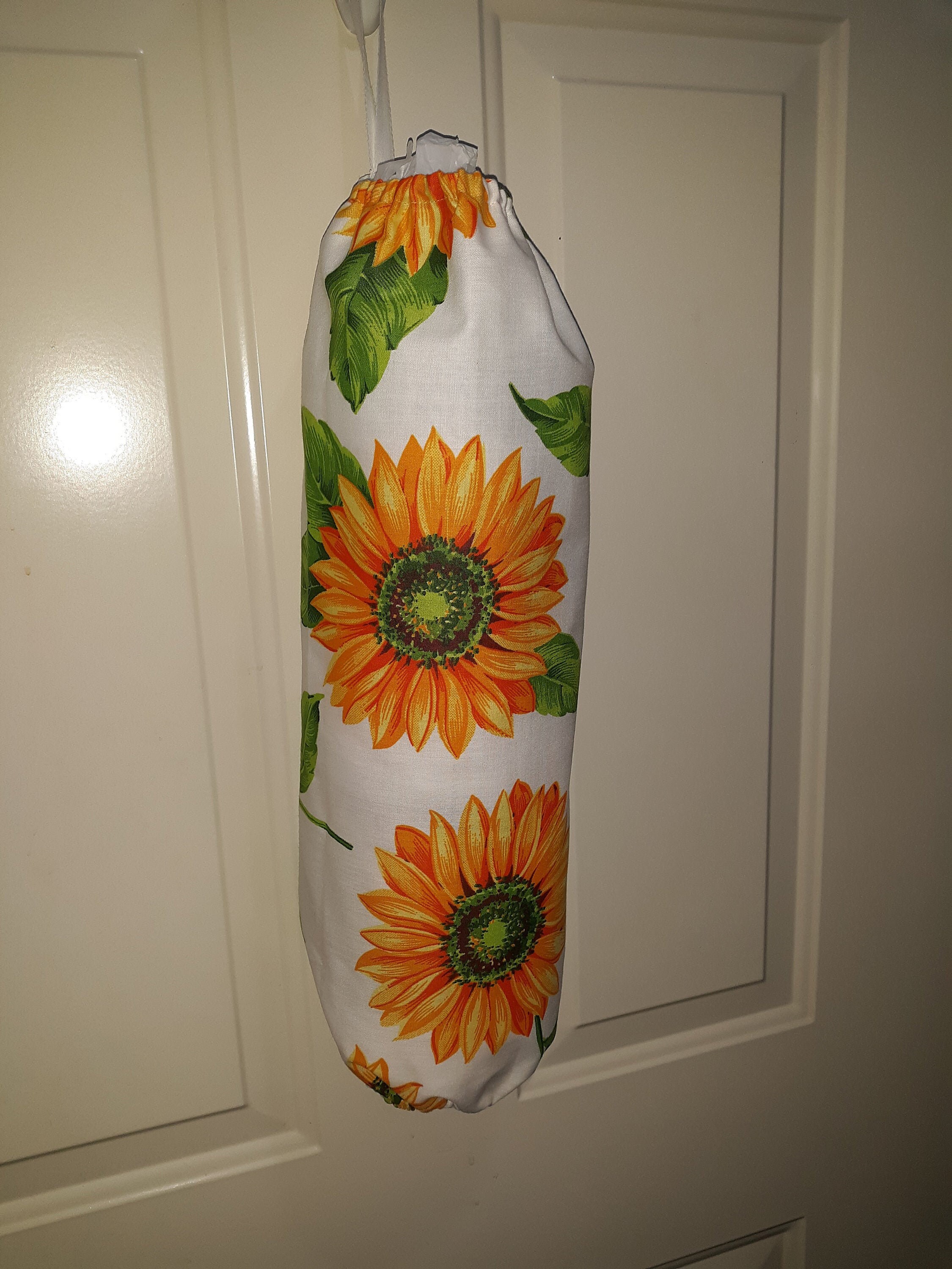 WHITE SUNFLOWER Plastic Bag Holder Organizer Fabric Bag Etsy UK