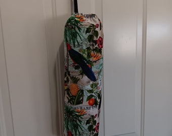 TROPICAL BIRDS plastic bag holder, organizer, fabric bag holder