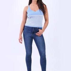 Women&#39;s Italian Striped Cotton Crop Vest
