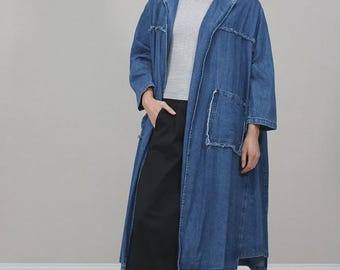 Cardigan in denim di cotone Chalk Frida