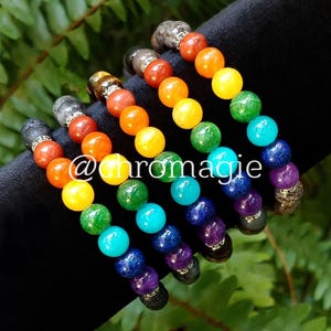 Chakra Bracelet - Elastic Bracelet with Natural Stones - Healing Bracelet - Healing Chakra Stones Bracelet - Unisex Gift Idea