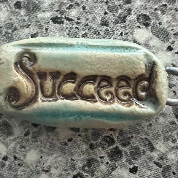 Ceramic word pendant word connector bracelet bar Handmade word component Artisan  art bead organic earthy porcelain word bead