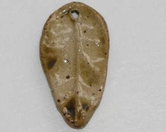 Ceramic leaf pendant handmade stoneware clay leaf pendant leaf art bead organic earthy artisan jewelry components supplies potterygirl1
