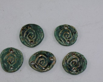 Ceramic earring components/charms tribal components clay charms clay art Beads earthy organic jewelry components supplies potterygirl