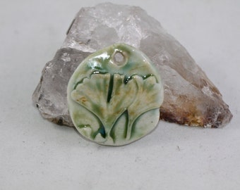 Ginko leaf  pendant Ceramic Ginko leaf Pendant Handmade porcelain clay earthy organic artisan jewelry supplies potterygirl1