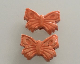 Ceramic earring components/charms butterfly components clay charms clay art Beads earthy organic jewelry components supplies potterygirl