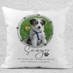 Diseño de almohada conmemorativa para perro • Regalo por la pérdida de una mascota • Almohada • Gris y negro • Rescates • Perros • Descarga digital • Archivos de sublimación de plantillas PNG