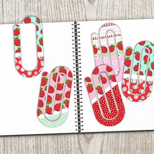 4 STRAWBERRY Big Paper Clip Designs • Berries • Fruit, Strawberries • Paperclip • Large Bookmarks • Digital Download Sublimation File png