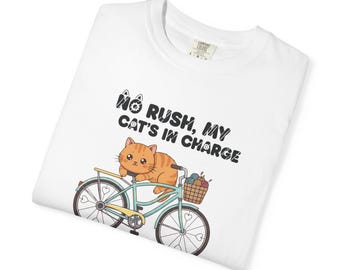 Cats and Bikes Tee for Cat Lovers Cute Cat Owner T-Shirt Cat Mom Gift Cat Dad Gift Tee for Biker Tee Unisex Garment-Dyed T-shirt 2F00197