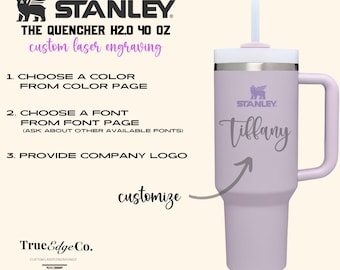 Custom Engraved Stanley Quencher 40oz Tumbler: Personalized Insulated Travel Mug