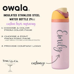 Engraved 24oz Owala Water Bottle, Stainless steel Tumbler, Personalized bottle, Sports bottle, Gift for her, gift for him.
