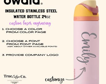 Custom Engraved Owala Water Bottle 24oz, Personalized Name Bottle, Stainless Steel Insulated Tumbler, Gift for Her Him, Graduation Sports