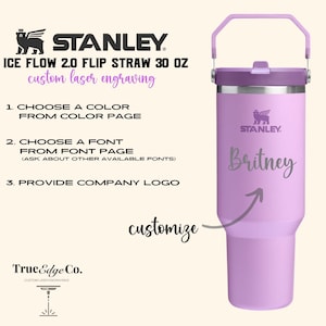 Custom Engraved 30oz Stanley IceFlow Tumbler with Flip Straw Personalized Gift Birthday Anniversary Mother&#39;s Day Travel Water Bottle