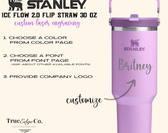 Custom Engraved 30oz Stanley IceFlow Tumbler: Personalized Travel Water Bottle. Gift for him, her, or any occasion