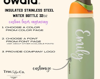 Custom Engraved Owala Water Bottle 32oz, Personalized Name Bottle, Stainless Steel Insulated Tumbler, Gift for Her Him, Graduation Sports