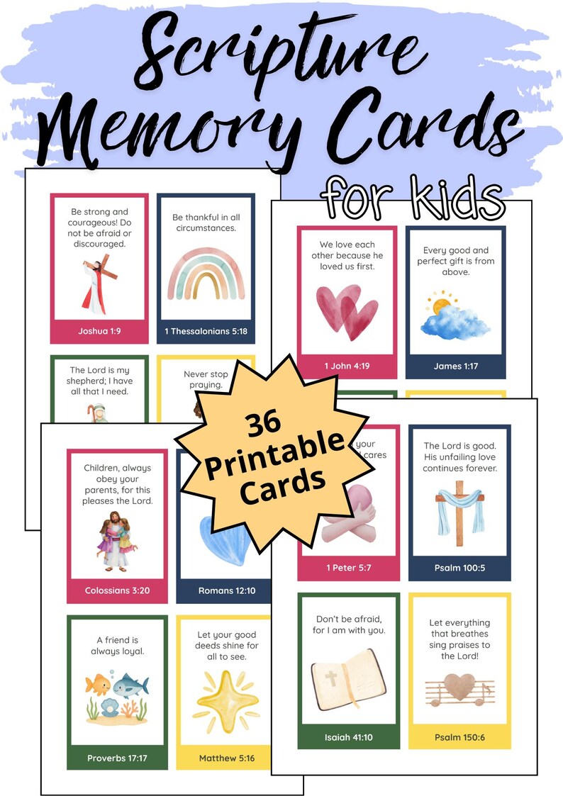 Kids Bible Verse Cards | Scripture Memory, Homeschool Printable ...