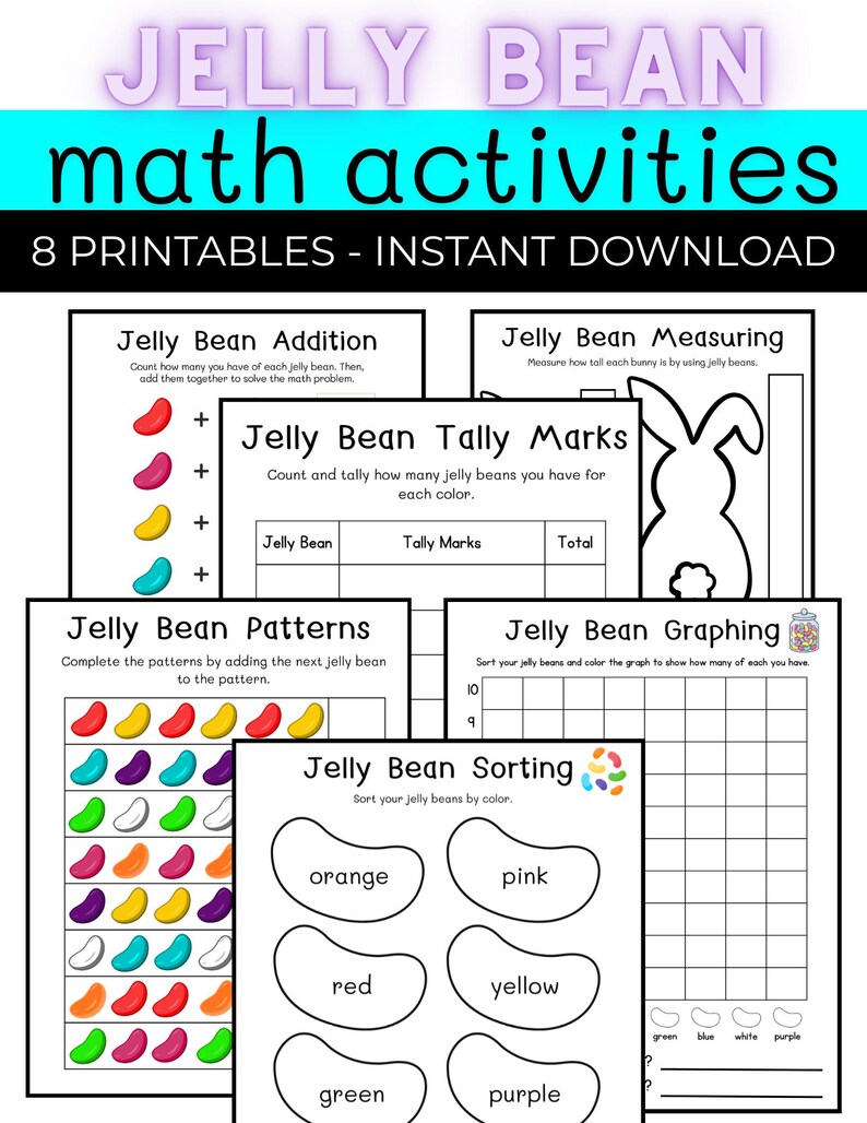 Jelly Bean Math Bundle Printable – Graphing, Patterns, Addition ...