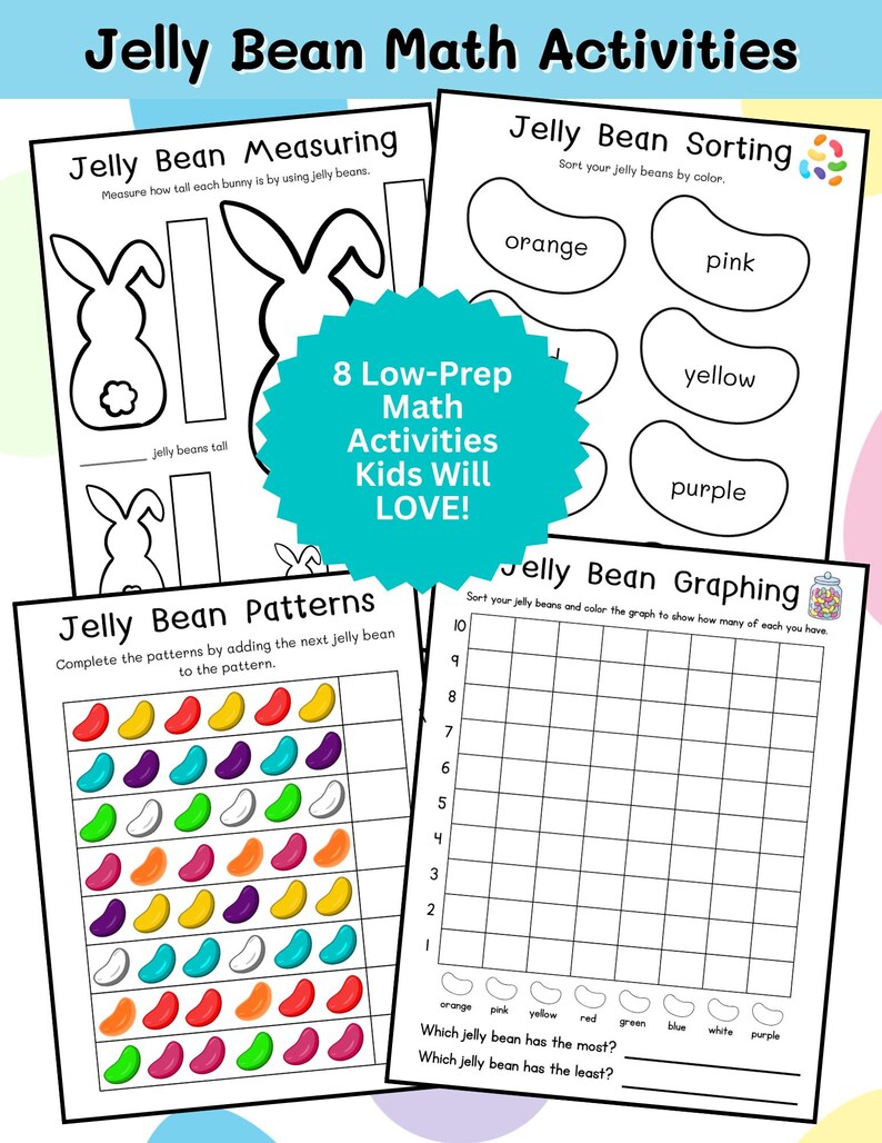 Jelly Bean Math Bundle Printable – Graphing, Patterns, Addition ...
