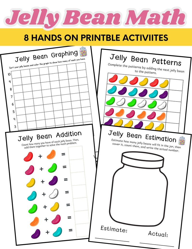 Jelly Bean Math Bundle Printable – Graphing, Patterns, Addition ...