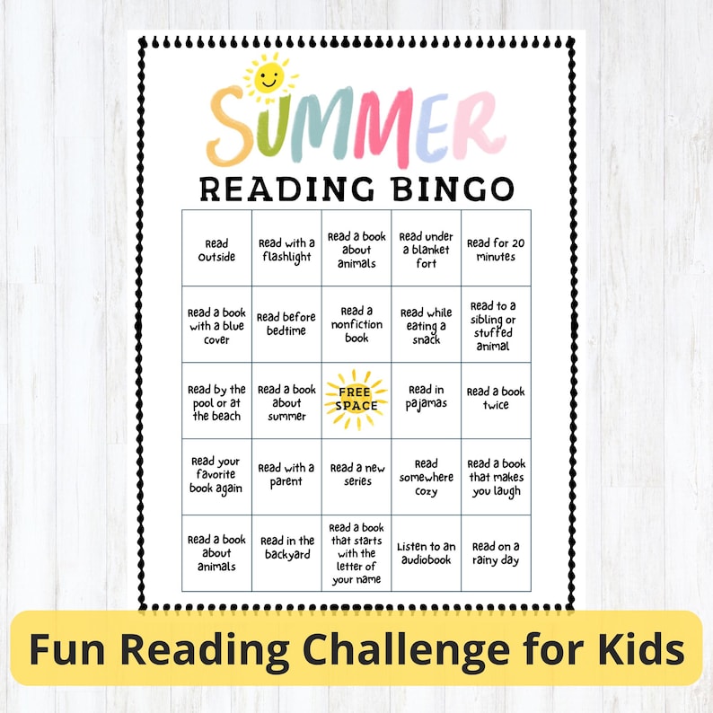 Summer Reading Bingo Printable for Kids | Reading Challenge Activity ...