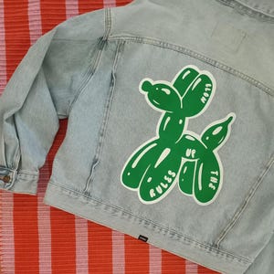Upcycled Denim Jacket – Hand Screen Printed, Sustainable Fashion, One-of-a-Kind Statement Piece