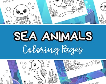 Sea Animals Coloring Pages for Kids | Easy Printable Sheets (Digital Download)
