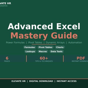 Advanced Excel Guide,Formulas Pivot Table, Digital Download