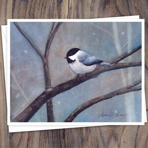 8 Watercolor Note Cards with Envelopes, Featuring Four Winter Birds Watercolor Paintings by Laura D. Poss, Blank Inside // Handmade Cards image 3